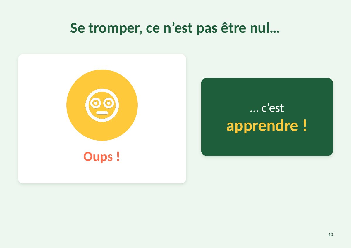 Diapositive : se tromper, ce n'est pas être nul, c'est apprendre