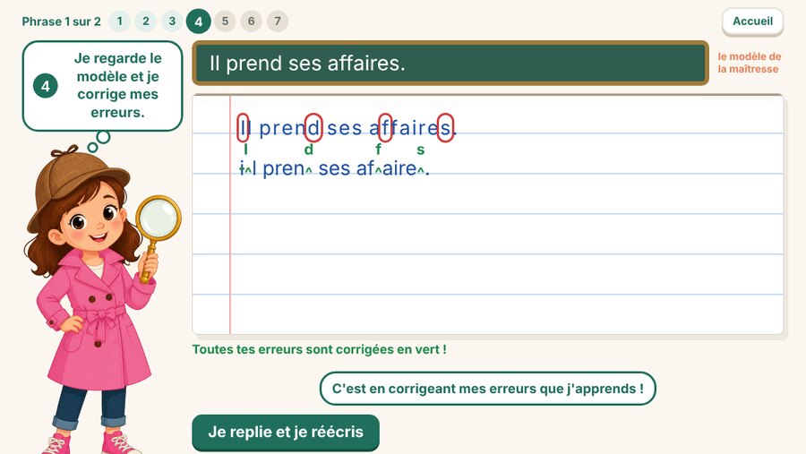 La dictée de la feuille pliée : le jeu