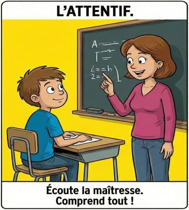 L'attentif : écoute la maîtresse et comprend tout