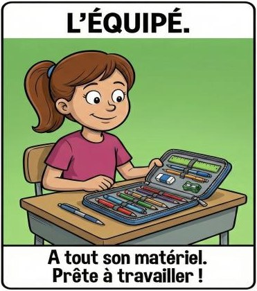 L'équipé : a tout son matériel, prête à travailler