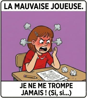 La mauvaise joueuse : « Je ne me trompe jamais ! (Si, si…) »