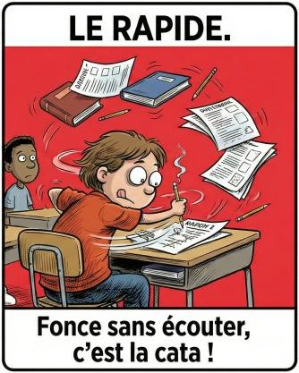 Le rapide : fonce sans écouter, c'est la cata
