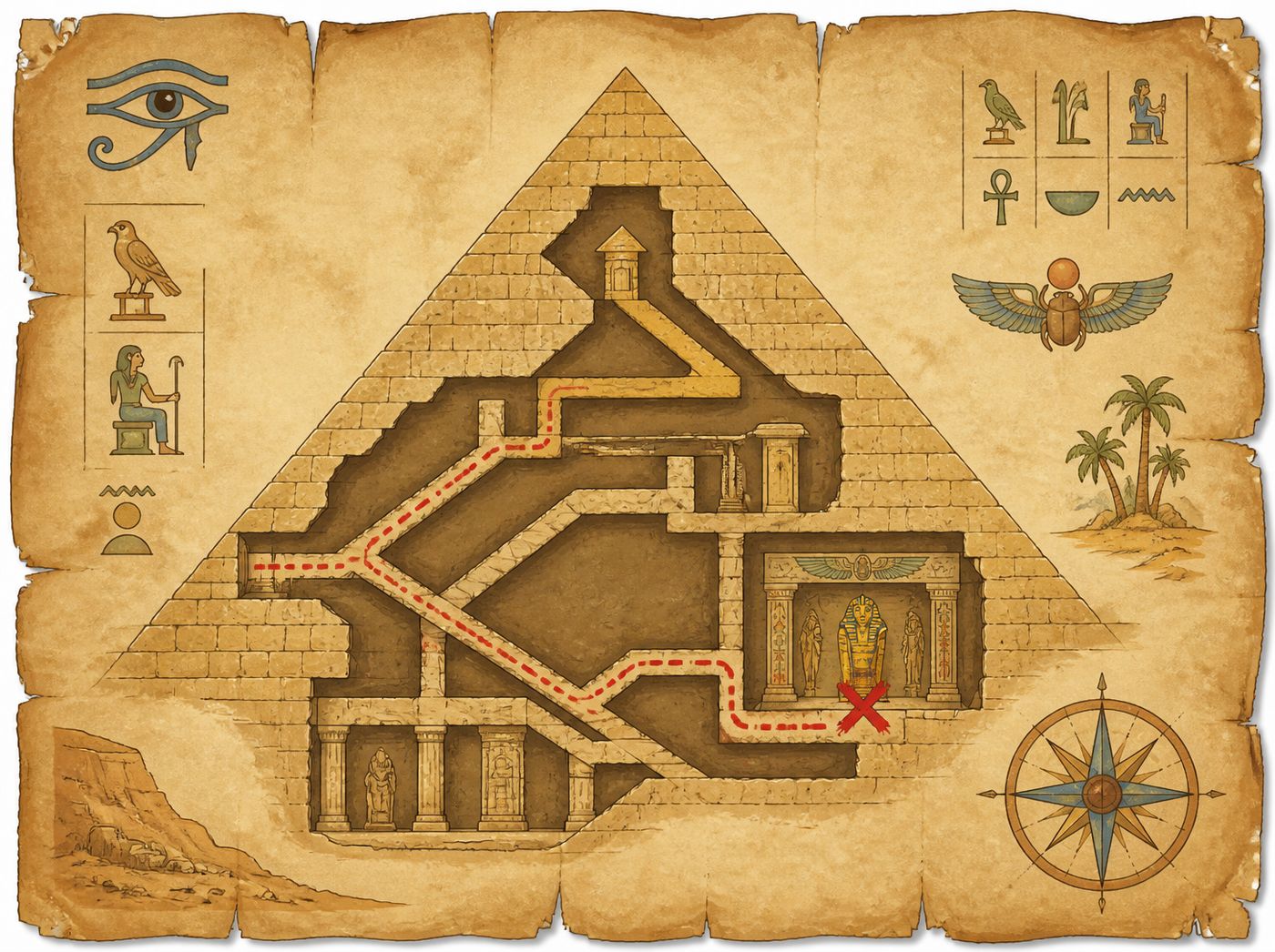 Carte de la pyramide menant à la tombe du roi